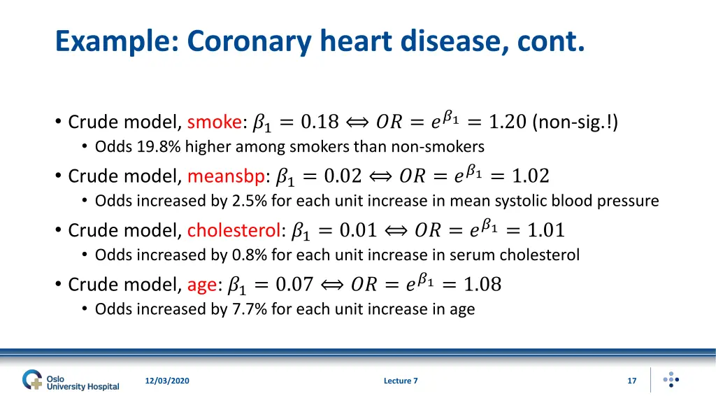 example coronary heart disease cont 7