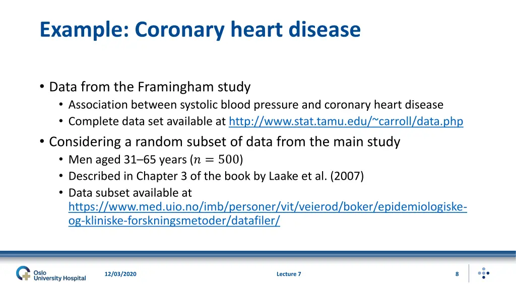 example coronary heart disease