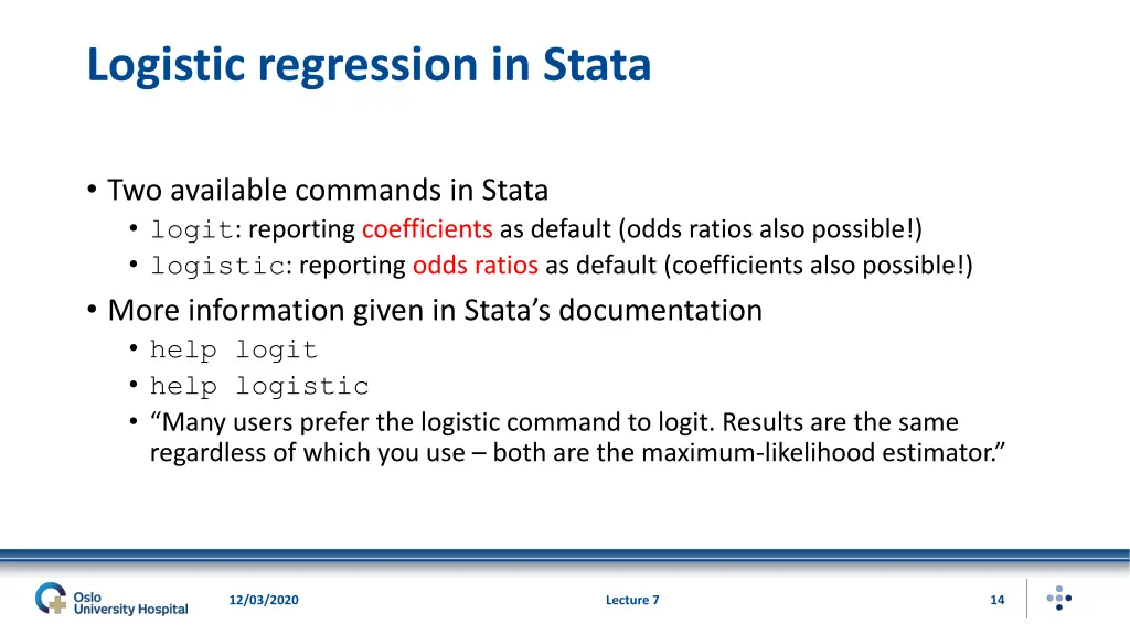 logistic regression in stata