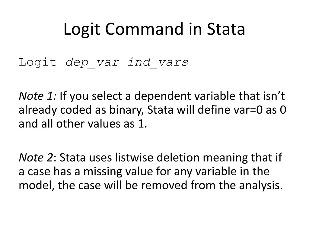logit command in stata