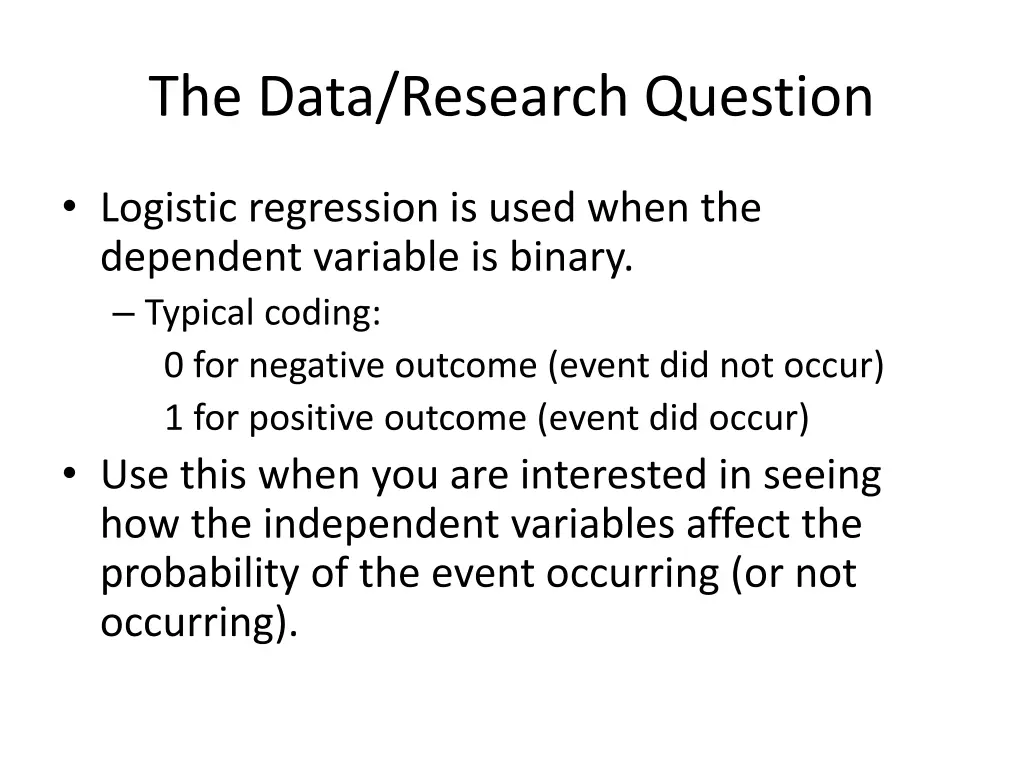 the data research question