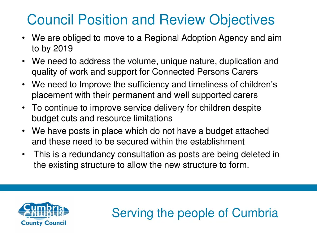 council position and review objectives