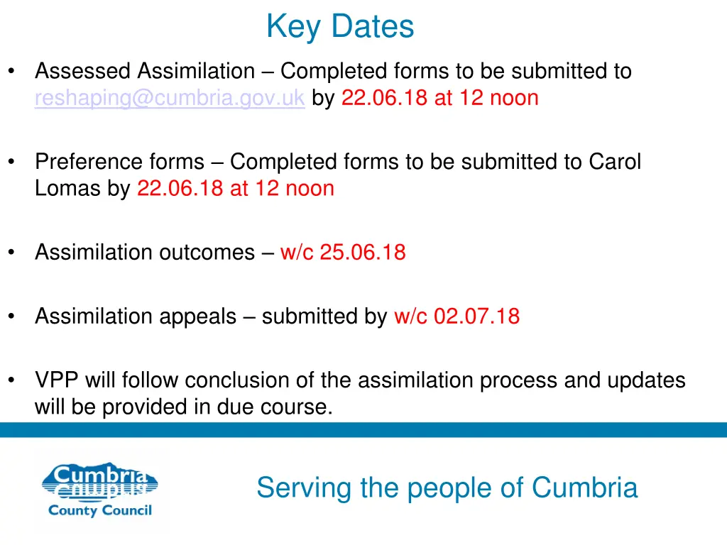 key dates