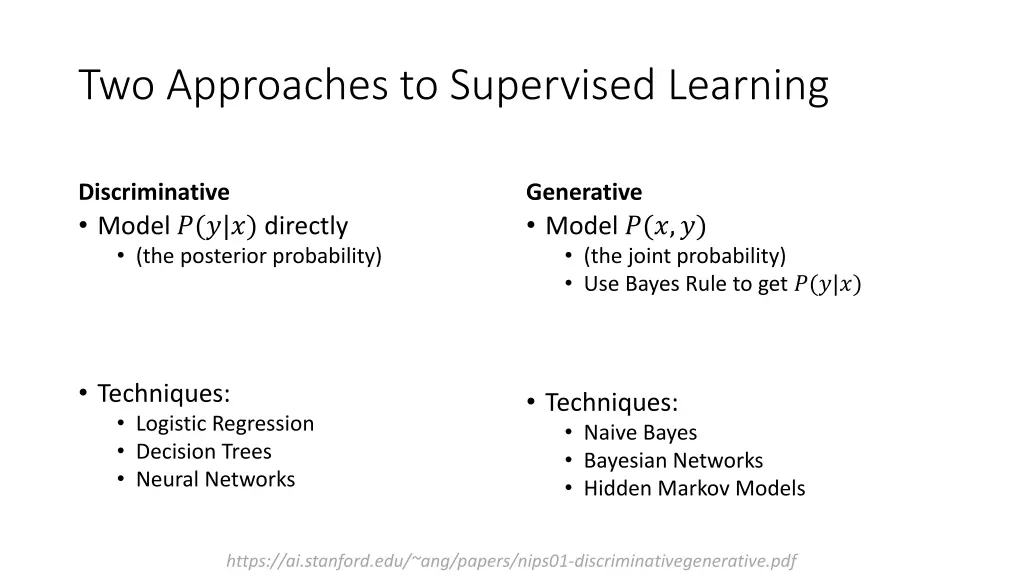 two approaches to supervised learning