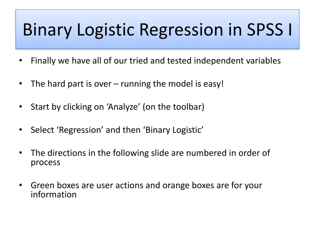 binary logistic regression in spss i