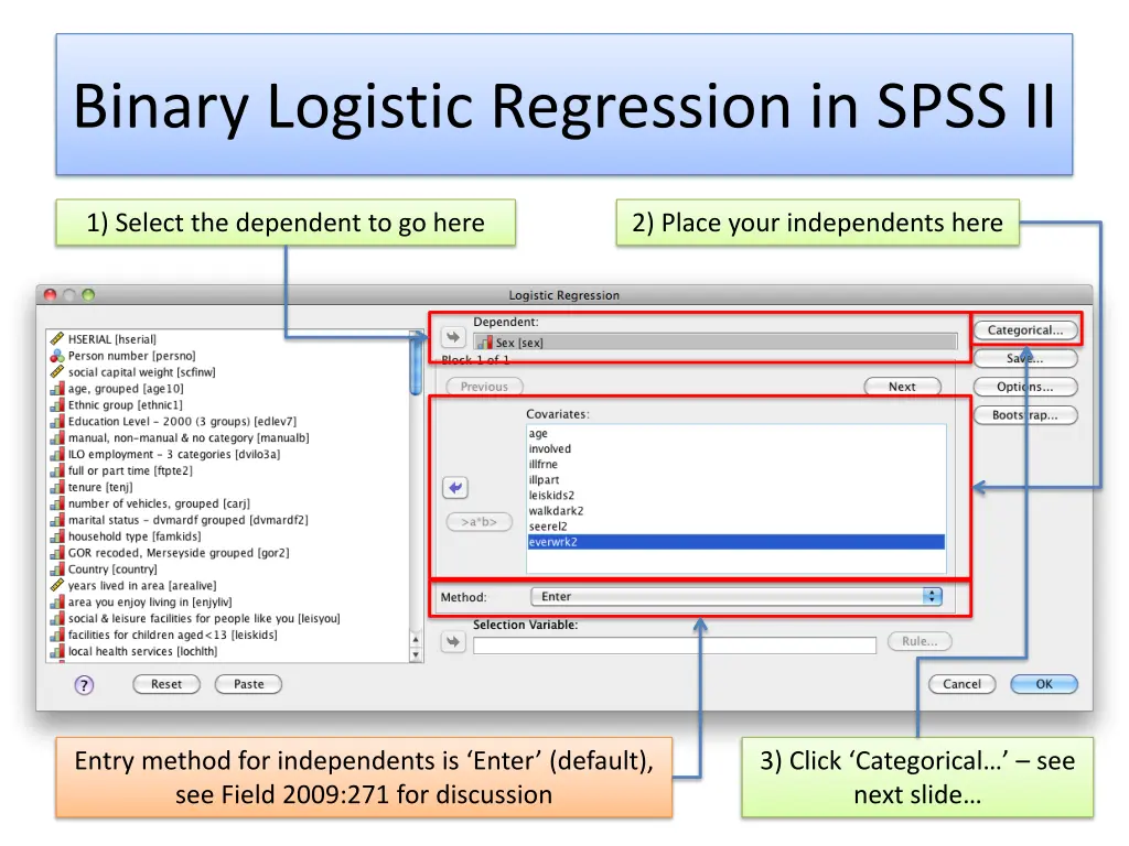 binary logistic regression in spss ii