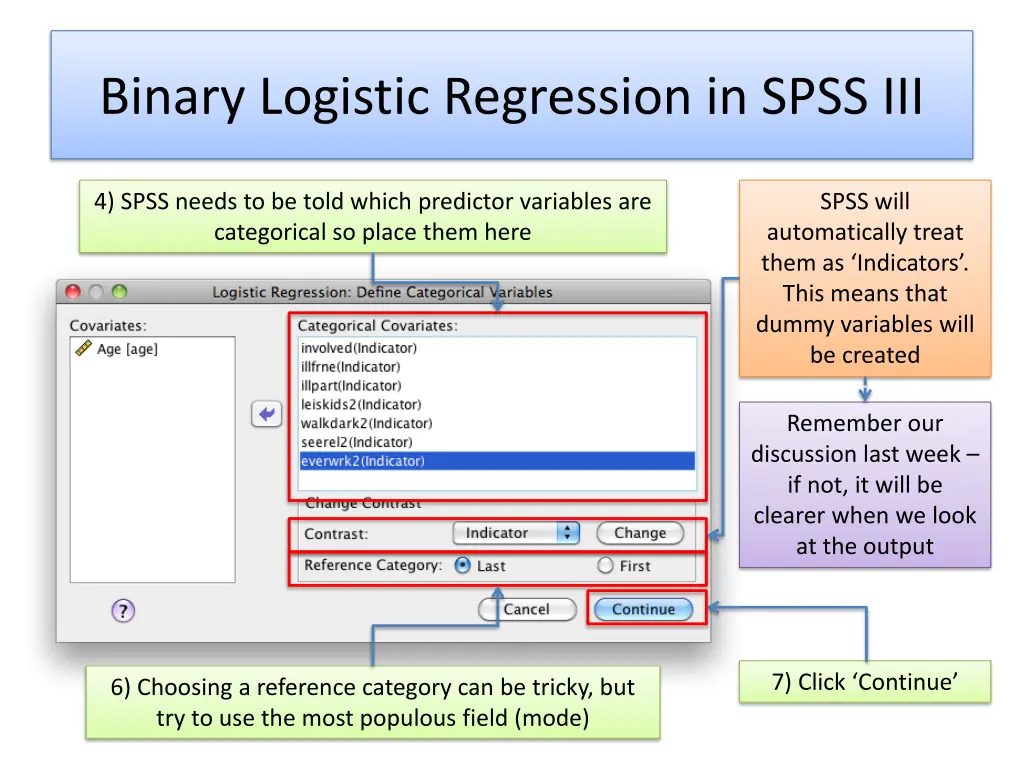binary logistic regression in spss iii