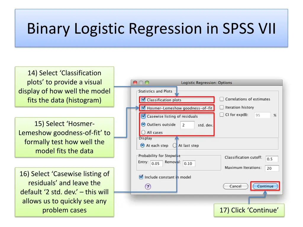 binary logistic regression in spss vii