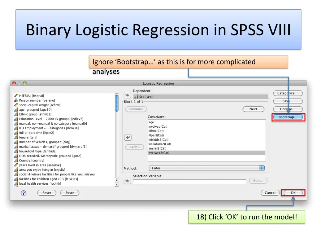 binary logistic regression in spss viii
