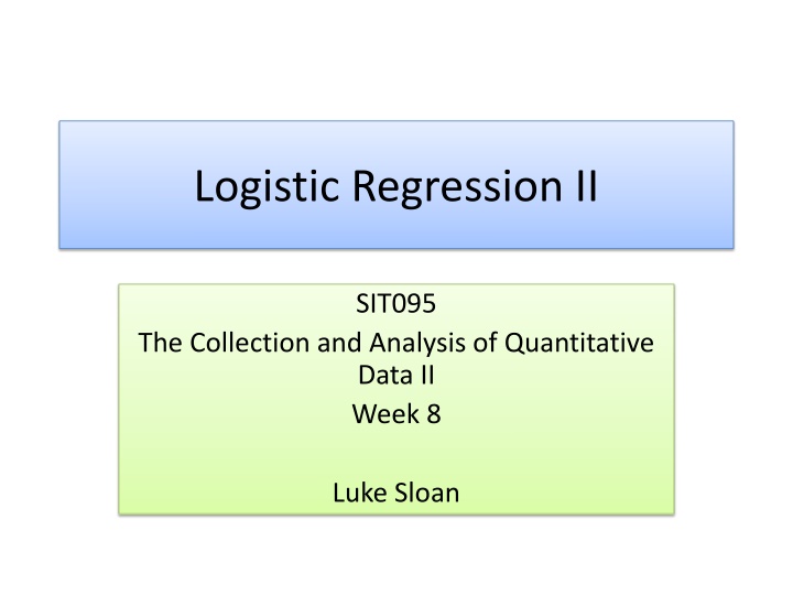 logistic regression ii
