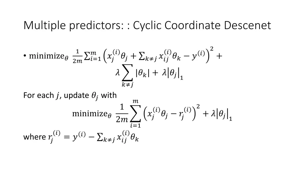 multiple predictors cyclic coordinate descenet