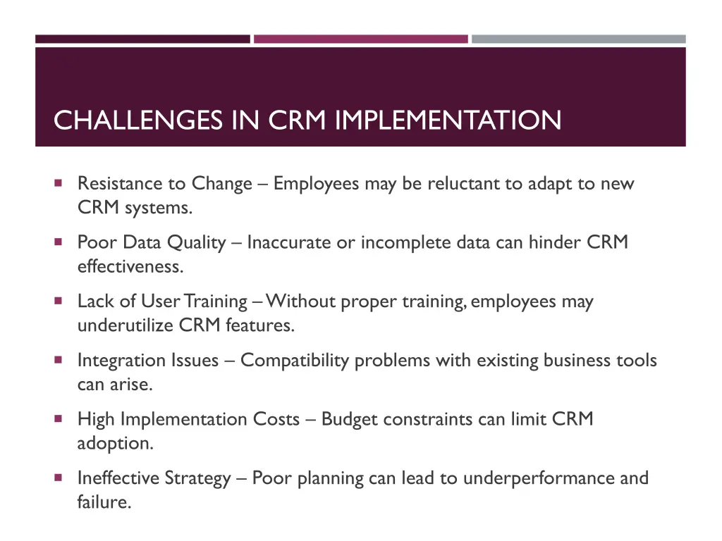 challenges in crm implementation