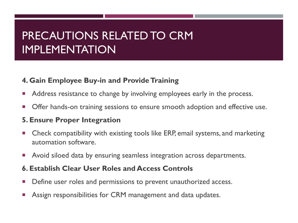 precautions related to crm implementation 1