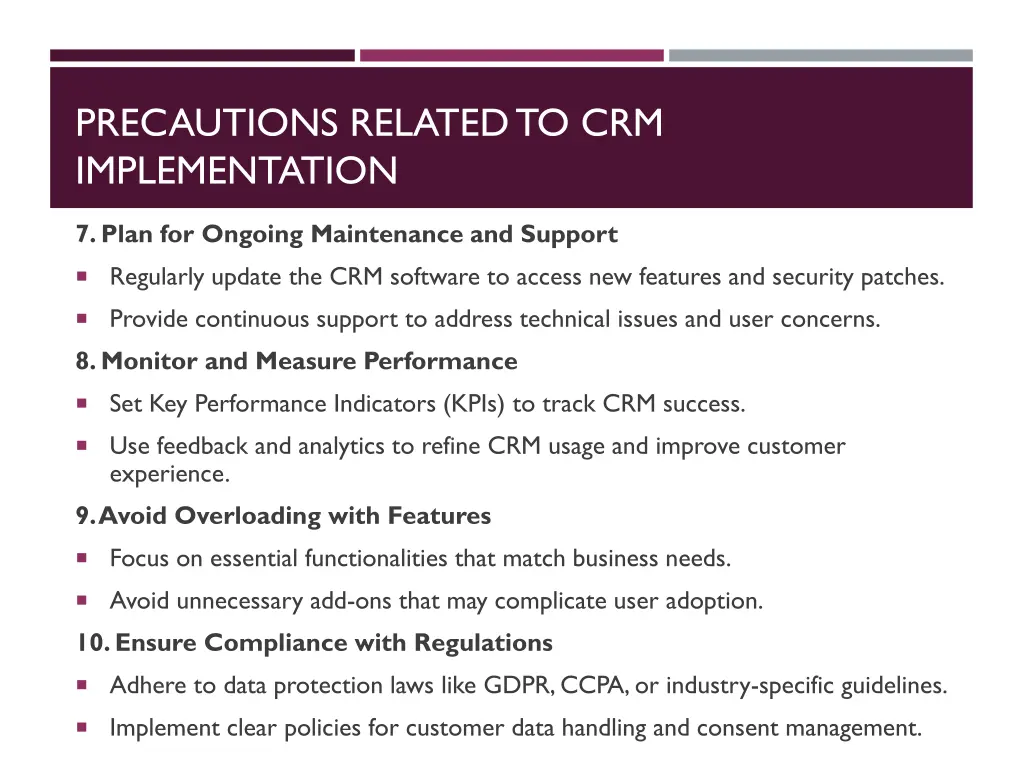 precautions related to crm implementation 2