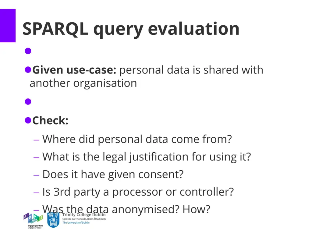 sparql query evaluation given use case personal