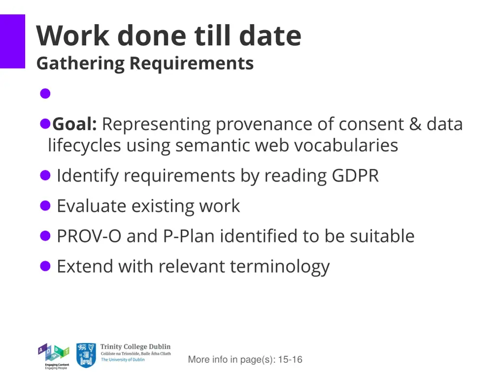 work done till date gathering requirements