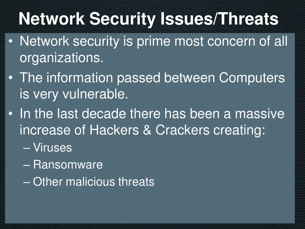 network security issues threats network security