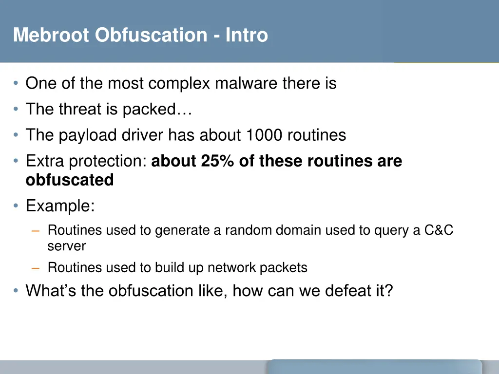 mebroot obfuscation intro