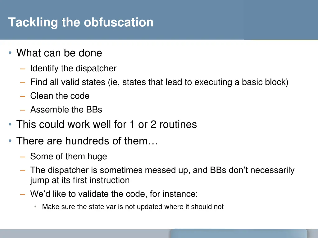 tackling the obfuscation