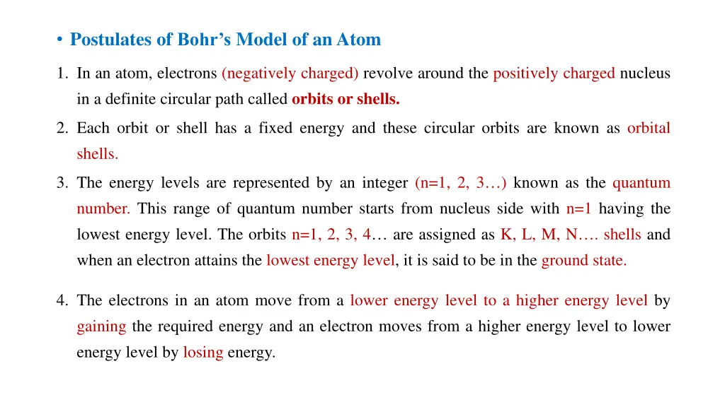 postulates of bohr s model of anatom