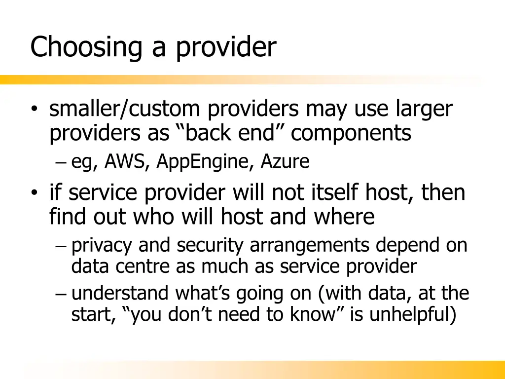 choosing a provider 1