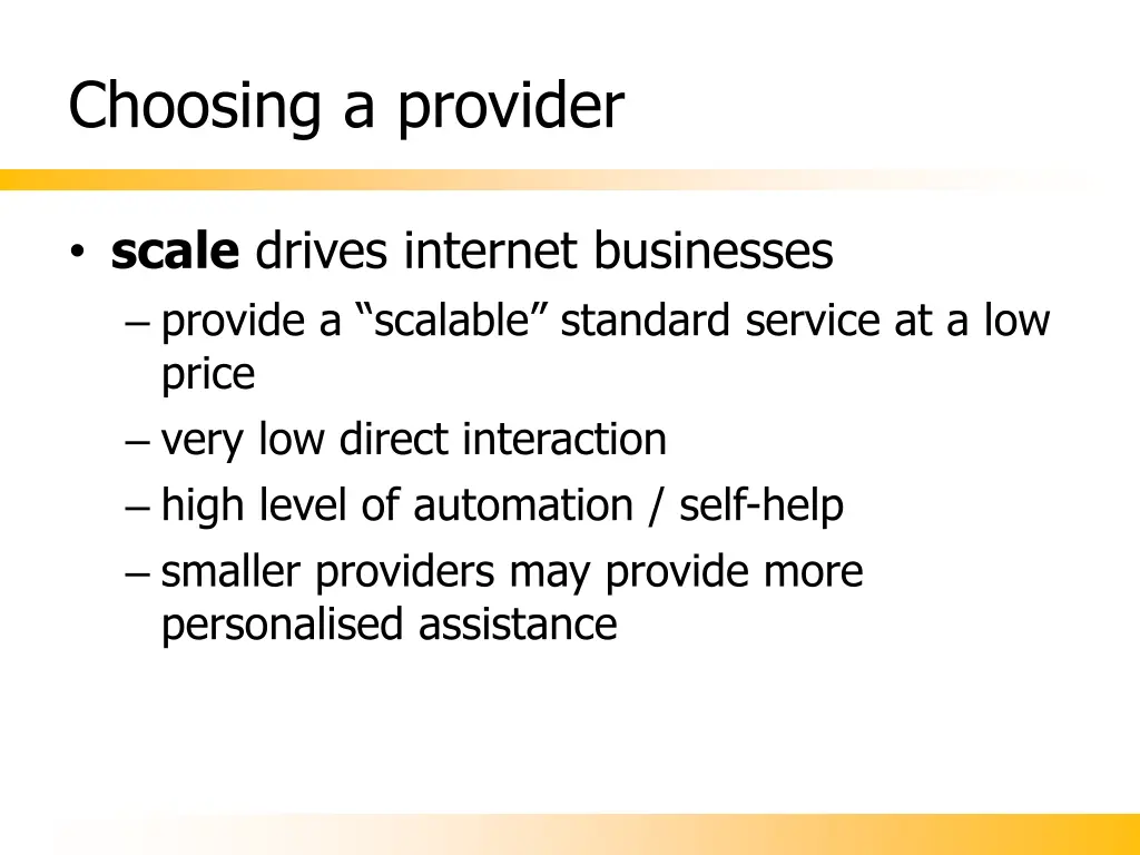 choosing a provider