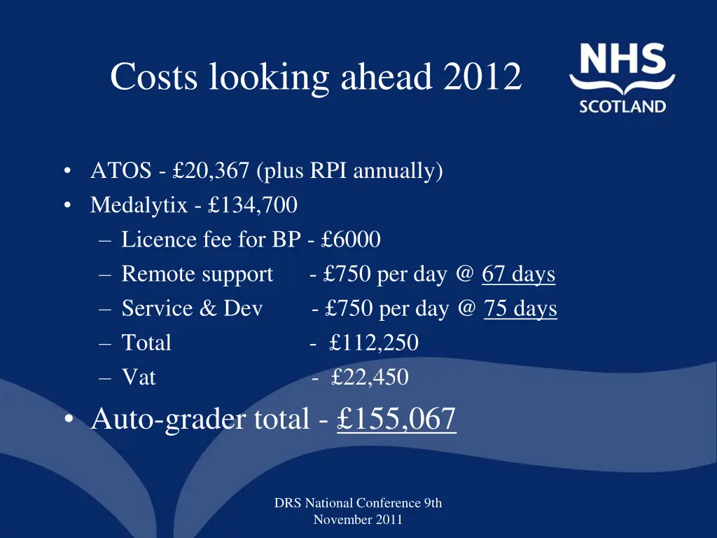 costs looking ahead 2012