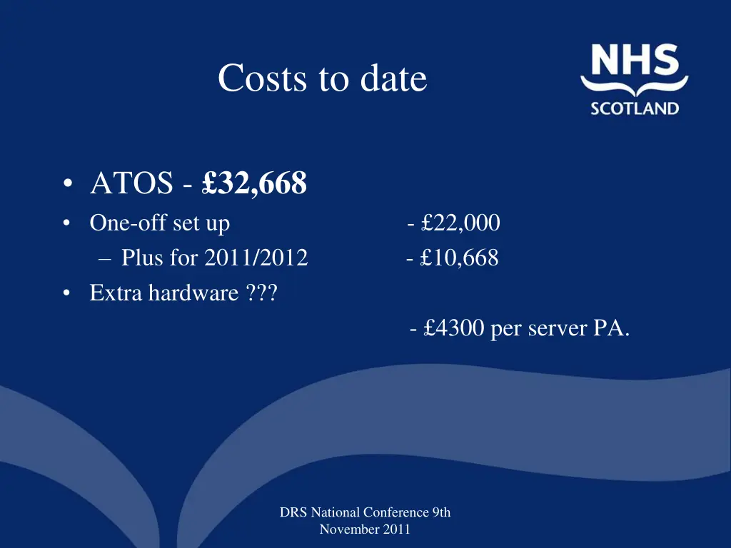 costs to date 1