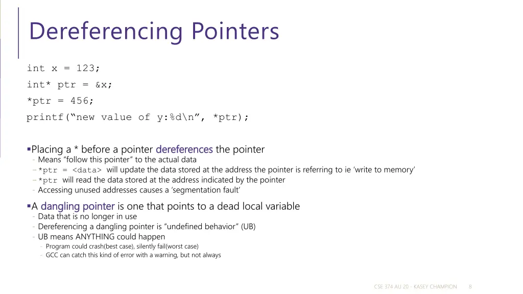 dereferencing pointers