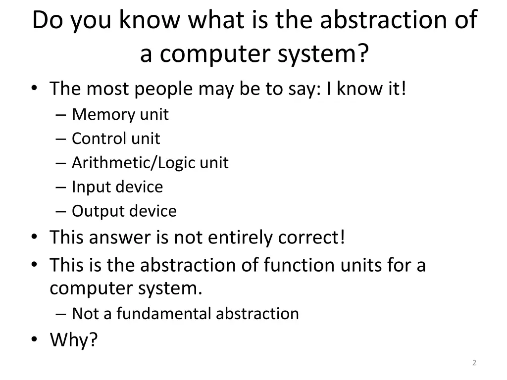 do you know what is the abstraction of a computer
