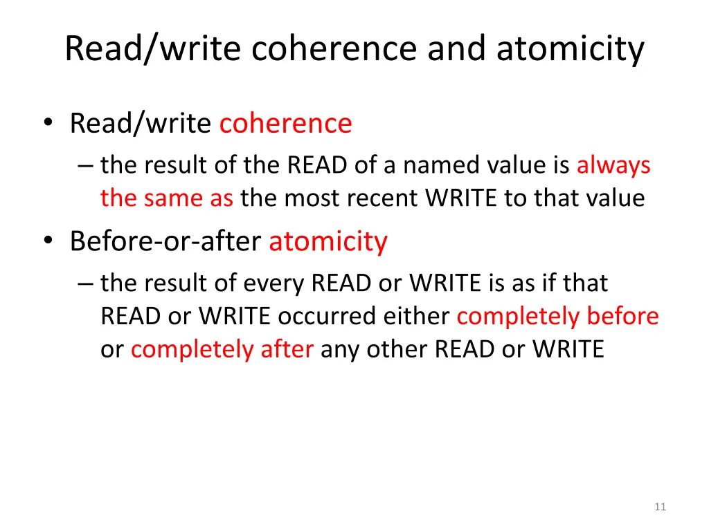 read write coherence and atomicity
