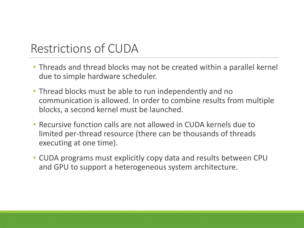restrictions of cuda