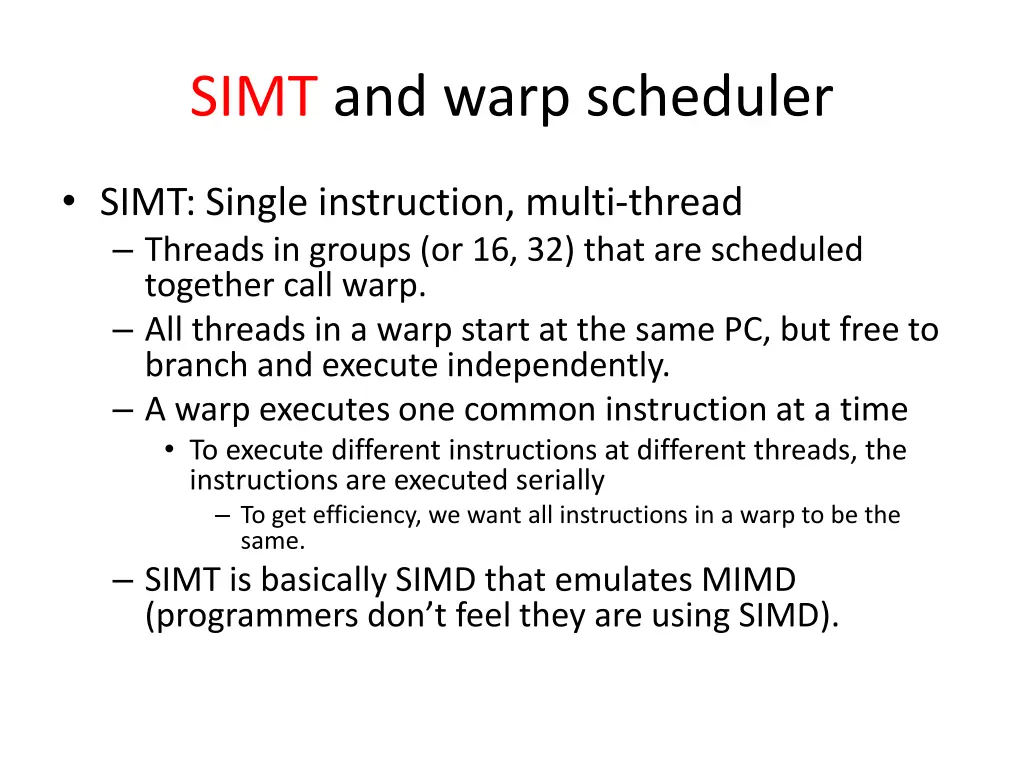 simt and warp scheduler