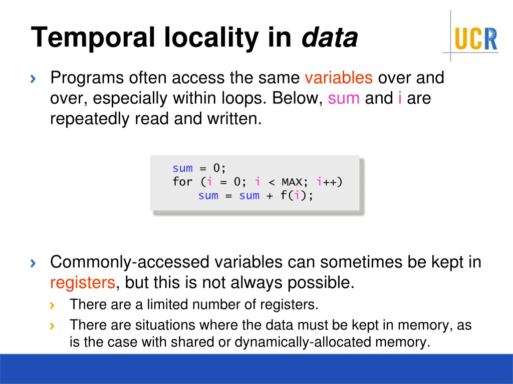 temporal locality in data