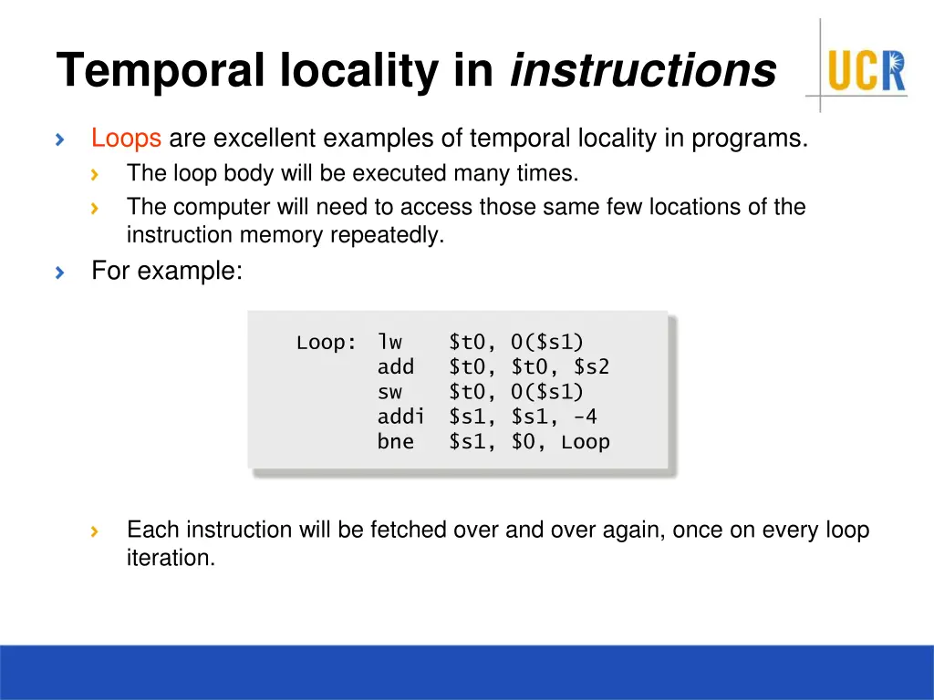 temporal locality in instructions