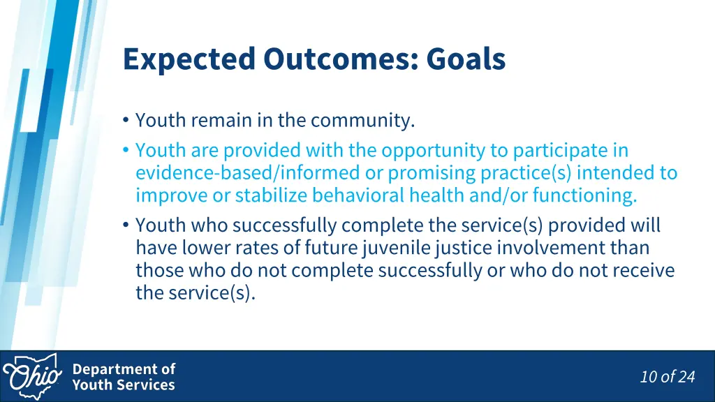 expected outcomes goals