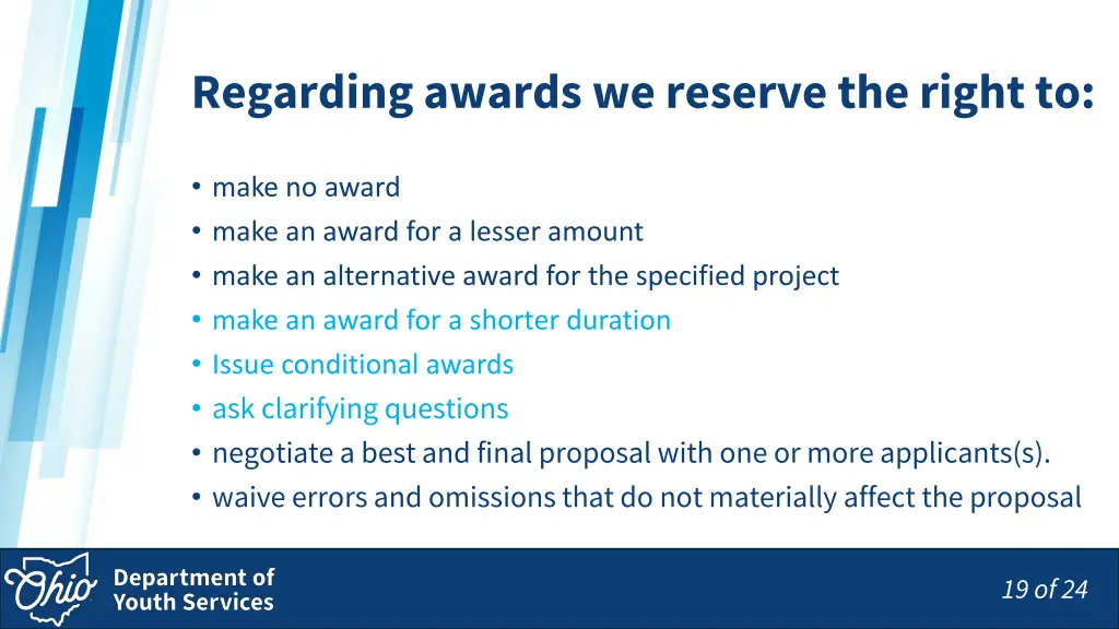 regarding awards we reserve the right to