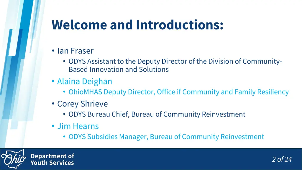 welcome and introductions