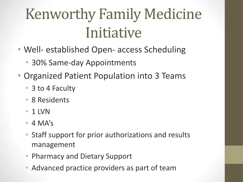 kenworthy family medicine initiative well