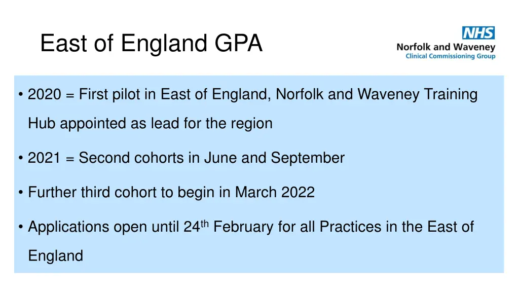 east of england gpa