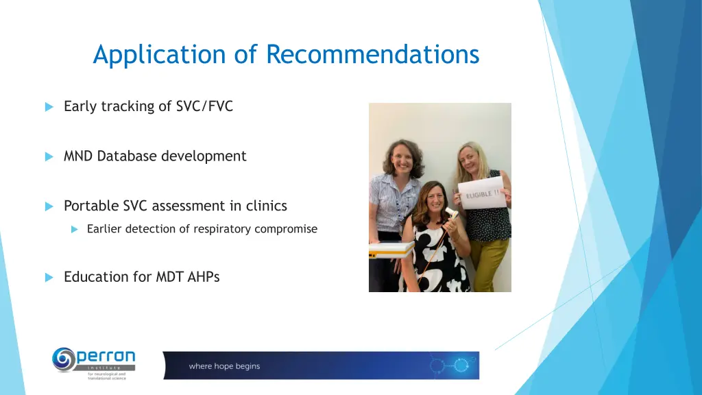 application of recommendations