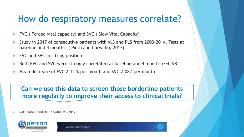 how do respiratory measures correlate
