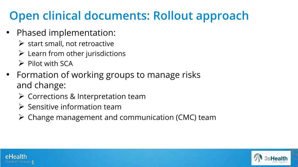 open clinical documents rollout approach phased