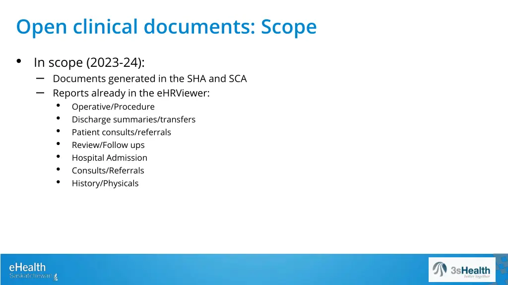 open clinical documents scope
