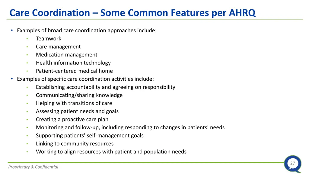 care coordination some common features per ahrq