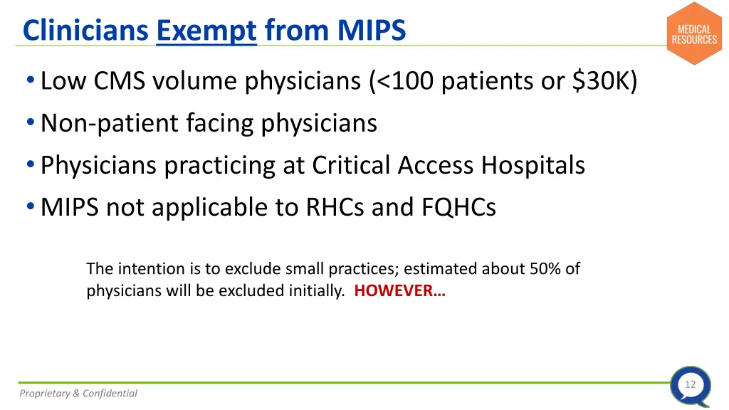 clinicians exempt from mips