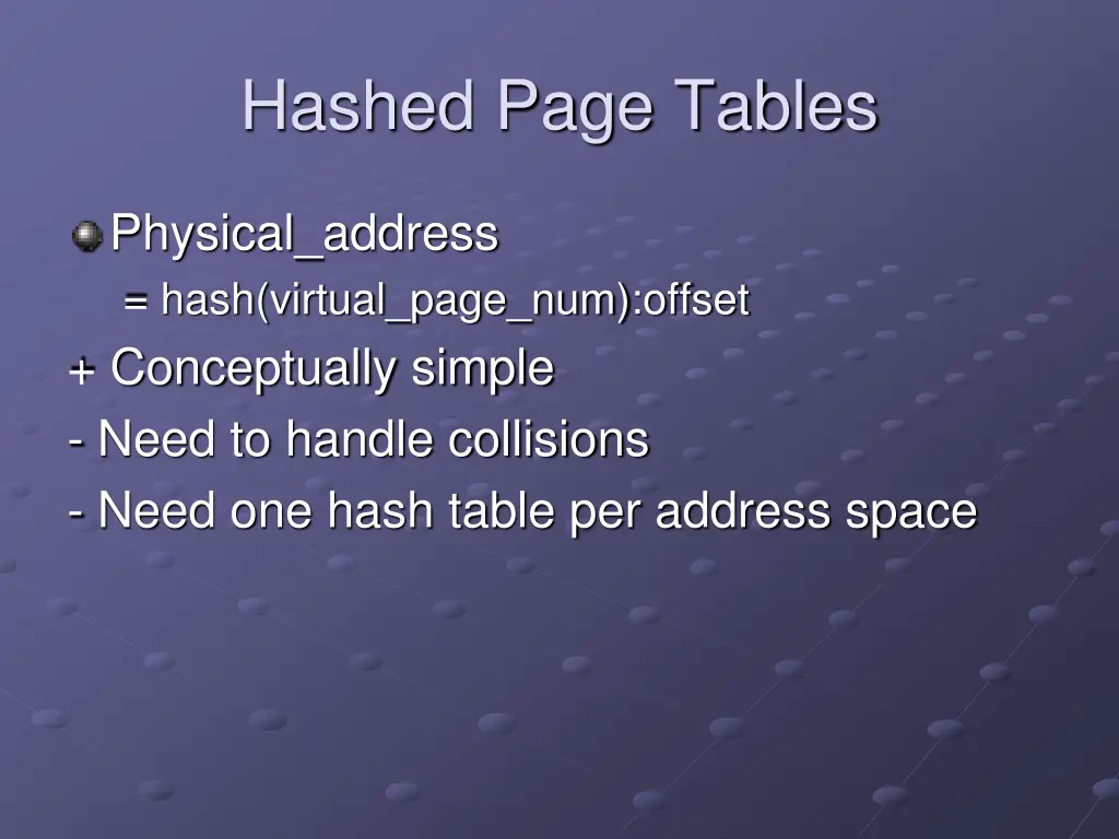 hashed page tables