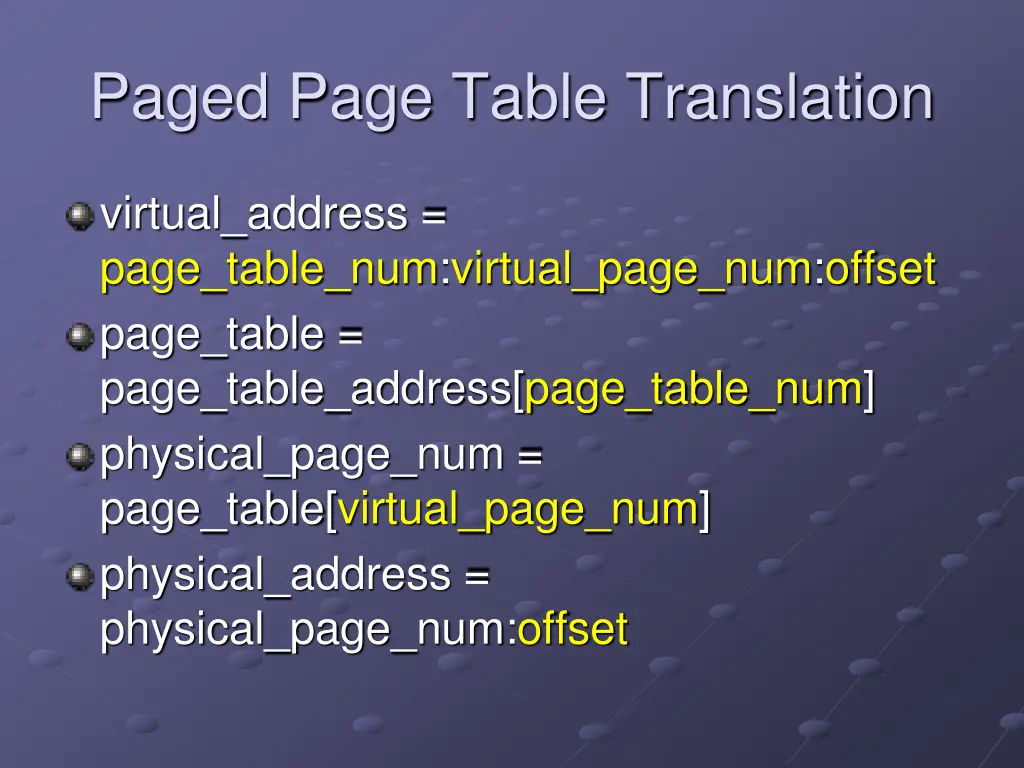 paged page table translation