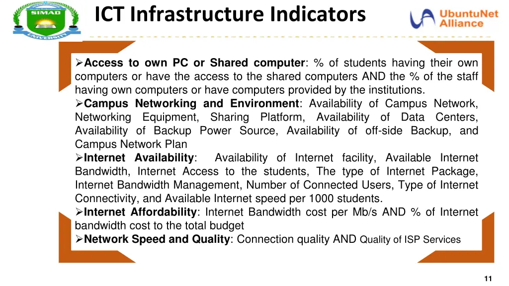 ict infrastructure indicators