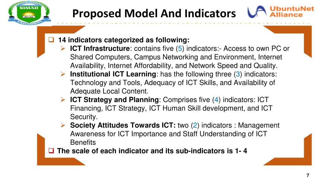proposed model and indicators 2